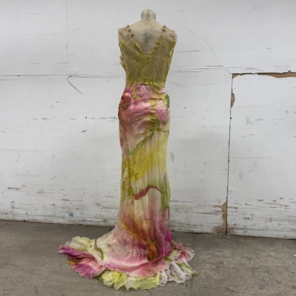 Vintage Y2K European beaded silk lace dress with detachable sleeves - Picture 9 of 14